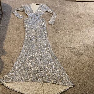 Elegant Silver Sequin Gown